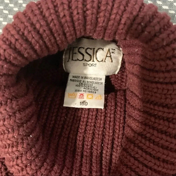VTG Jessica burgundy turtleneck sweater Size Medium - Picture 3 of 5